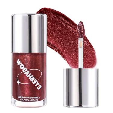 Imagem de SUAKE Sombra de olhos com glitter líquido brilhante – Sombra de cereja ouro rosa, delineador, maquiagem com brilho de pálpebra, sombra altamente pigmentada para ojos, secagem rápida à prova d'água