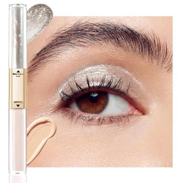 Imagem de WanTuoluo Caneta delineadora de sombra líquida brilhante de duas cabeças para mulheres, corretivo fosco para círculos escuros e maquiagem brilhante para os olhos, bastão iluminador, à prova d'água