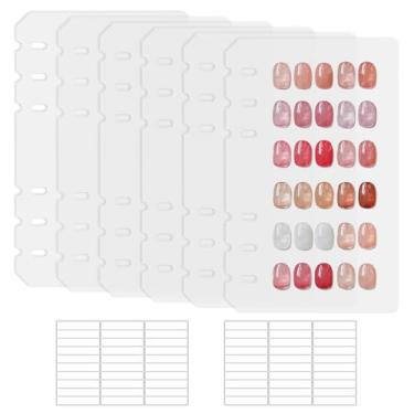 Imagem de Segbeauty 6 folhas A 6 páginas de inserção de livro de fichário de acrílico para amostras de esmalte de unha, livro de exibição de pontas de unhas falsas para materiais de arte, 60 fitas de unha dupla