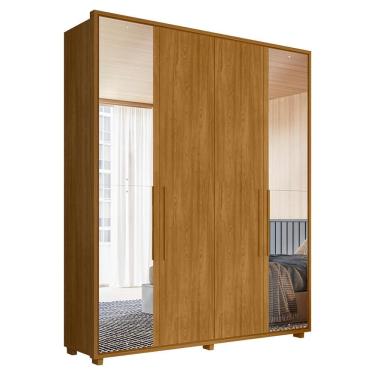 Imagem de Guarda Roupa Casal 4 Portas Com Espelho Mdf Greco 188 Cm Cumaru Madetec