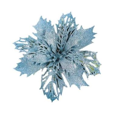 Imagem de Flores Artificiais De Natal Com Glitter 11/16cm 5 Peças Decoração Para