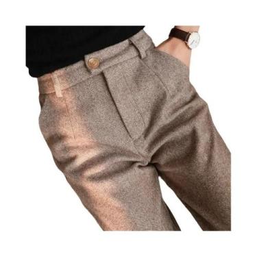 Imagem de Calças Lápis e Harém de Lã Feminina - Cintura Alta, Casual e para Escr