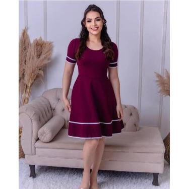 Imagem de Vestido Plus Size Moda Evangelica Rodado Do P ao G2 Lilas Feminino Cri
