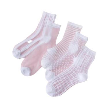 Imagem de Meias Femininas De Renda Até O Tornozelo, 5 Pares, Ultrafinas, Antider