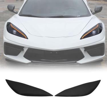 Imagem de Película de acabamento de farol frontal compatível com Chevrolet Corvette C8 2020-2025 Decalques de filme para lâmpada de farol dianteiro, acessórios de decoração externa, 2 peças