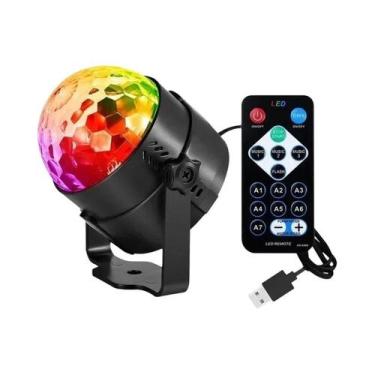 Imagem de Luz De Disco LED RGB Rotativa, Bola DJ Com Controle Remoto E Som, Lâmp