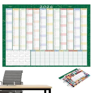 Imagem de Calendário anual para parede, agenda de rastreamento, calendário de parede anual de 12 meses, para estudantes, adultos, professores, adolescentes, sala de estar, quarto, dormitório