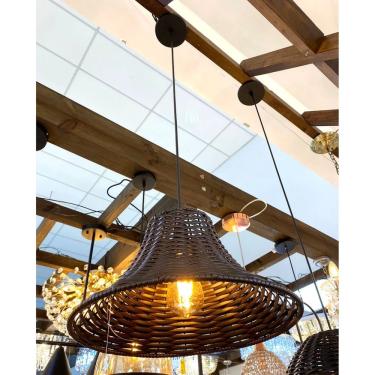 Imagem de Pendente Lumanti Junco Chapeu Chines P-1 Lamp E27 Tabaco