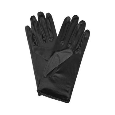 Imagem de Luvas De Dedo Em Cetim Elástico Branco Dourado Champanhe Para Adultos 