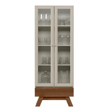 Imagem de Cristaleira 2 Portas 1 Gaveta Geórgia Off White Freijó