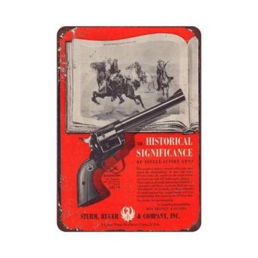 Imagem de Placa De Metal Vintage Com Tema De Pistola E Vitória, Arte Em Ferro Pa