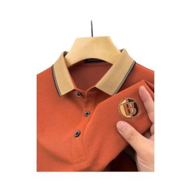 Imagem de Camisa Polo Masculina De Verão Em Seda Gelada Respirável Com Manga Cur