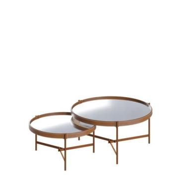 Imagem de Conjunto Mesa Centro Aqua Imcal Espelho Cobre Redonda Sala