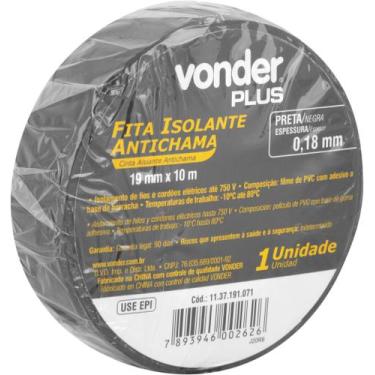Imagem de Kit 03 unidades Fita Isolante Vonder 10 metros Colorida Escolher a Cor