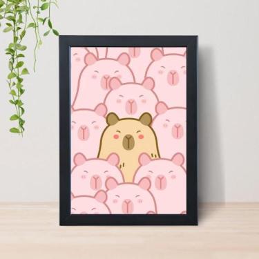 Imagem de Quadro Capivara Fofa Infantil A4 C/ Moldura e Vidro 04 Cor: Preto - Lo