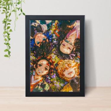 Imagem de Quadro Demon Slayer Anime A4 C/ Moldura e Vidro 03 Cor: Preto - Lomi A