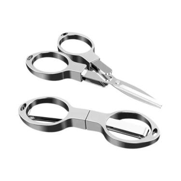 Imagem de Tesoura Portátil Dobrável De Aço Carbono Para Cortar Linha De Pesca, S
