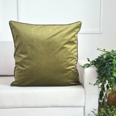 Imagem de Capa de Almofada Veludo Decorativa 60x60 Verde Oliva - AMOFADAS