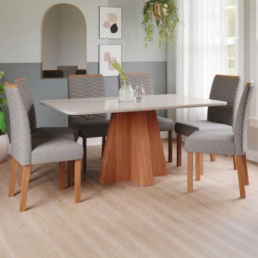 Imagem de Mesa de Jantar 6 Lugares Maitê Clarice com Vidro Cinamomo/Off White/Grafite - Cimol