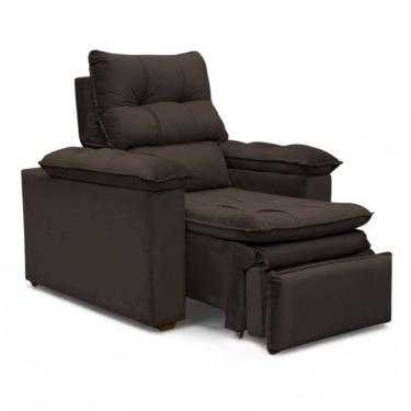 Imagem de Poltrona do Papai Reclinável Retrátil Bonari Veludo Marrom - Loja Sheep
