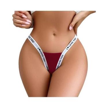 Imagem de Lingerie Feminina Sexy E Respirável Com Estampa De Letras, Tanga Com D