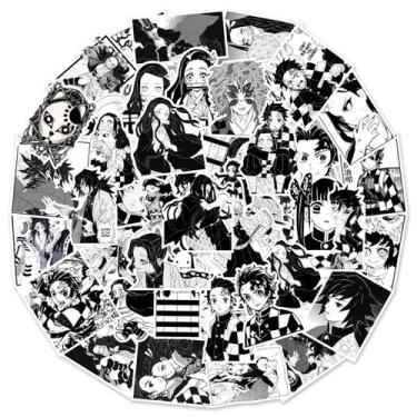 Imagem de Adesivos de anime em preto e branco Demons Slayers em vinil 50 unidade