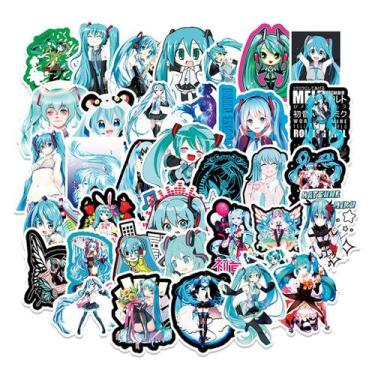 Imagem de Adesivos Hatsune Miku Anime 50 peças de PVC impermeáveis e à prova de 