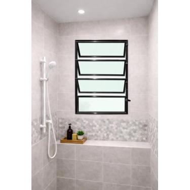 Imagem de Vitro Basculante Alumínio Preto 1 Seção 80X40 Brecorimo