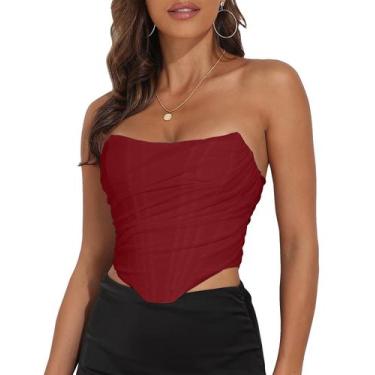 Imagem de Corset Bustier Bodyshaper Crop Top estilo vintage para mulheres - Mode