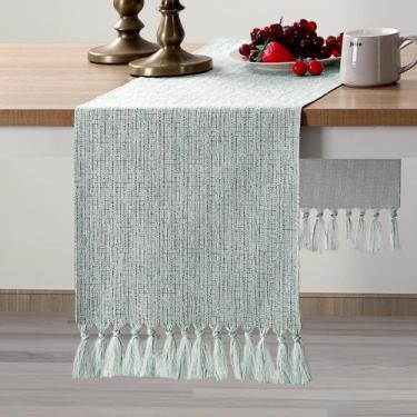 Imagem de Corredor de mesa BESBESME Rustic Boho Style 275 cm verde celeste