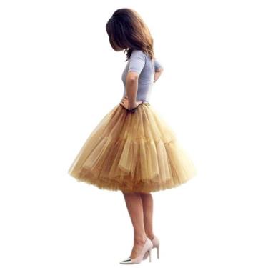 Imagem de Saia tutu Babyonlinedress feminino, curta A line, elástico, dourado