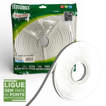 Imagem de Fita Led Neon Flex 5 Metros 7W/M 120 Leds Branca 6500K 127V - TASCHIBR