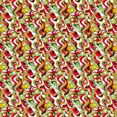 Imagem de Papel De Parede Abstrato Com Verde Vermelho Branco Adesivo