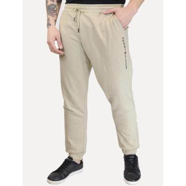 Imagem de Calça Tommy Hilfiger Masculina Moletom Track Drawstring Vertical Logo Creme-Masculino