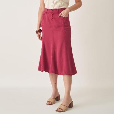 Imagem de Saia Midi Sereia em Liocel com Recortes-Feminino