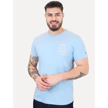 Imagem de Camiseta Tommy Hilfiger Masculina Inverse Climate Tee Logo Azul Claro-Masculino