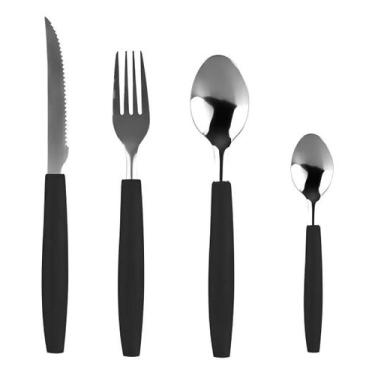 Imagem de Conjunto faqueiro 17 peças com portatalheres  talheres em inox com cab