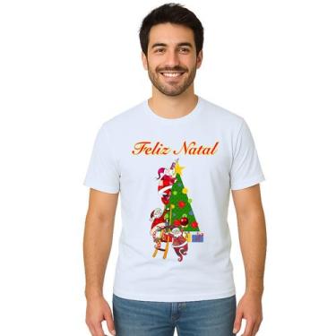 Imagem de Camiseta Árvore Natal Papai Noel Natalina Personalizada - UseP4, Branc