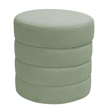 Imagem de Puff Decorativo Redondo Mid Bouclé Verde Claro - Nexta Casa