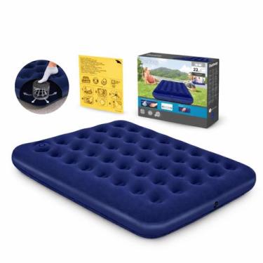 Imagem de Colchão Casal Inflável Com Bomba Acoplada Azul Camping Bestway