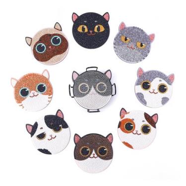 Imagem de Conjunto De 8 Porta-Copos De Pintura Diamante Com Design De Gato, Stra