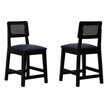 Imagem de Kit 2 Banquetas Baixa-cadeira Gabi Madeira Maciça Encosto Telinha Asse