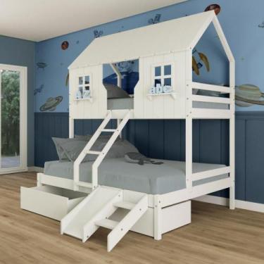Imagem de Beliche Casal/ Solteiro Casinha Encantada Com 02 Gavetas Kit Escada/ E