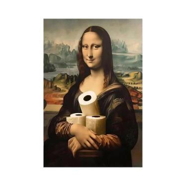 Imagem de Pôster Vintage Da Mona Lisa Para Banheiro, Impressão Em Tela, Arte Fam