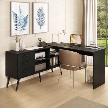 Imagem de Escrivaninha de Canto em L com 3 Gavetas Porto Multimóveis MP6036