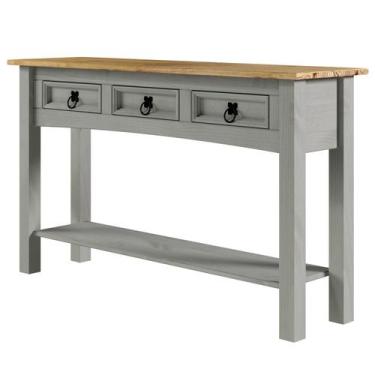 Imagem de Aparador em Madeira Maciça com 3 Gavetas Cinza Lavado - Pense Dentro d