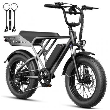 Imagem de Bicicleta elétrica Jasion RetroVolt cinza névoa, pneus 20x4, motor 750W pico 2000W, bat...