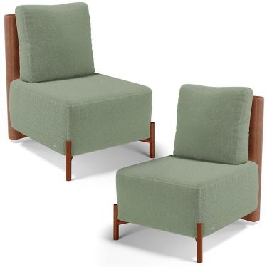 Imagem de Kit 02 Poltronas Decorativas Hungria L02 Corino Fibra Siliconada Verde Lyam Decor
