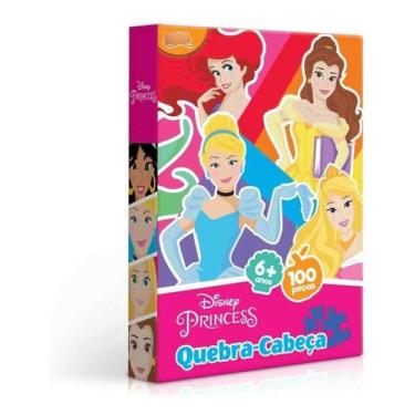 Imagem de Brinquedo puzzle quebra cabeças 100 peças princesas disney toyster 800