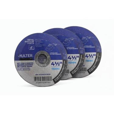 Imagem de Kit 3 Discos de corte para esmerilhadeira 115mm Hulter PRO